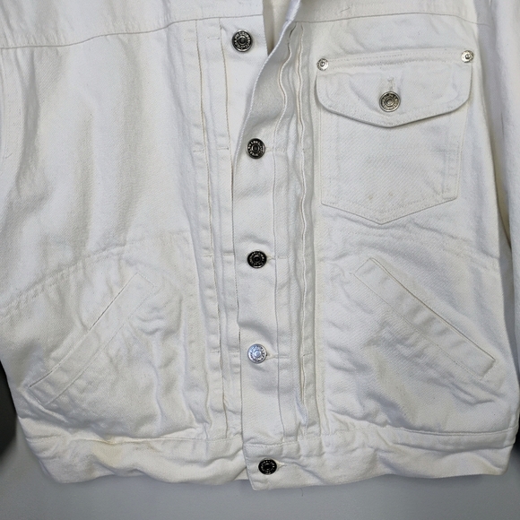 Vintage Polo Ralph Lauren Denim Trucker Jacket White Medium Oversized Boxy - Picture 4 of 12